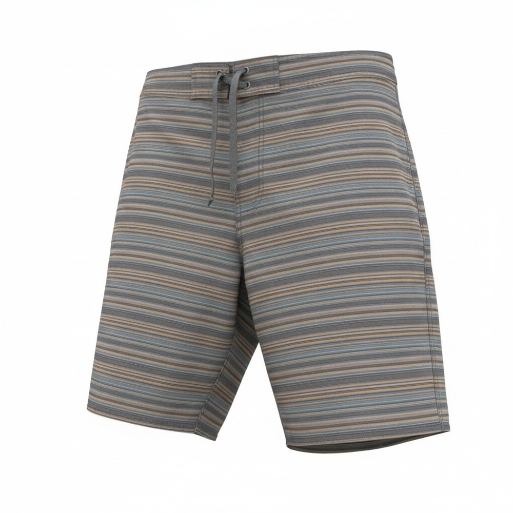 prAna Mens Striped Board Shorts Blue Tan Grey Swim Trunks Size 36